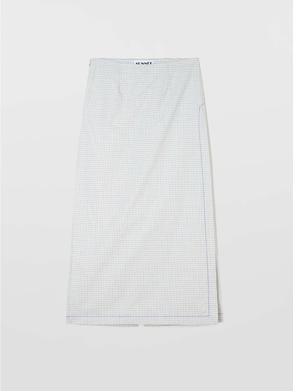 Minimal Check Midi Skirt Pants- White and Blue